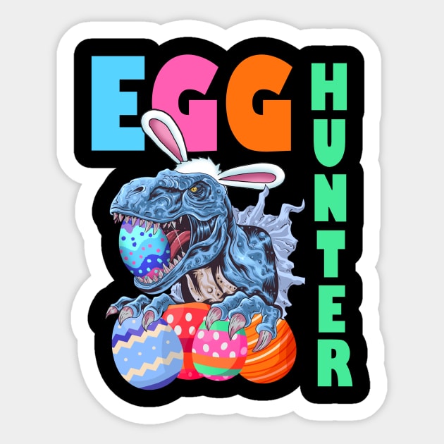 Kids Easter Dinosaur Bunny T Rex Boys Girls Egg Hunter Gift Sticker by Bezra